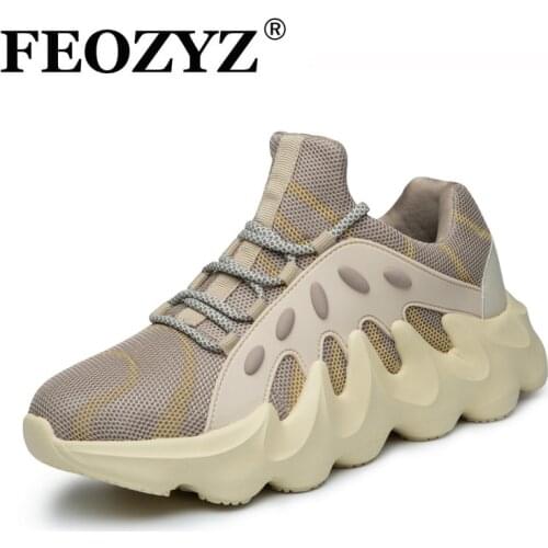 FEOZYZ New Design Mens Sports Shoes Breathable Lace Up Chunky Sneakers Mesh Upper Casual Athletic Men Dad Shoes