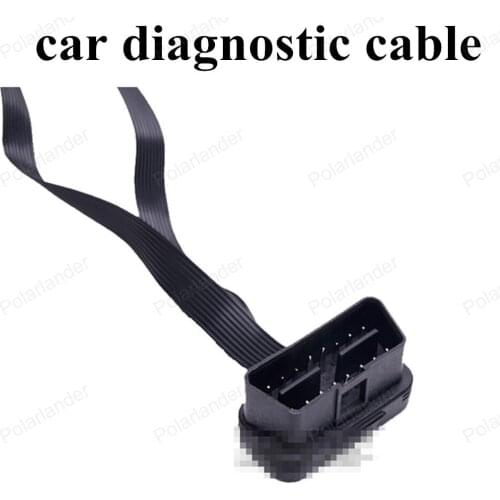 New arrival Flat+Thin As Noodle OBD2 16 Pin ELM327 Male To Dual Female Y Splitter Elbow Extension Cable 30cm
