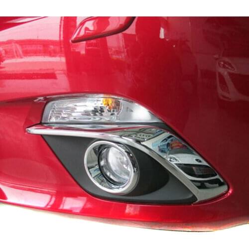 For MAZDA 3 Axela 2014 2015 BM BY ABS Chrome Front Fog Light Eyebrow Eyelid Fog Light Lamp Cover Trim Car Accessories 2pcs/set