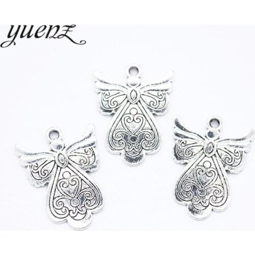 YuenZ 10pcs Antique silver color alloy Metal angel pendant Charms for Jewelry Making Diy Handmade Jewelry 24*18mm I241