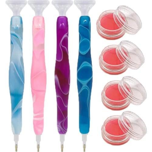 Handmade Resin Point Drill Pen with Sticky Wax Glue Wax for Diamond Painting Kit DIY Diamond Embroidery Tool Accessories