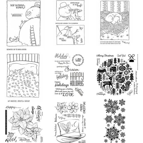 Cute Snowman Snowflake Happy Holidays Transparent Silicone Clear Stamp For Scrapbooking DIY Craft Decoration Soft Stamp Photo 33