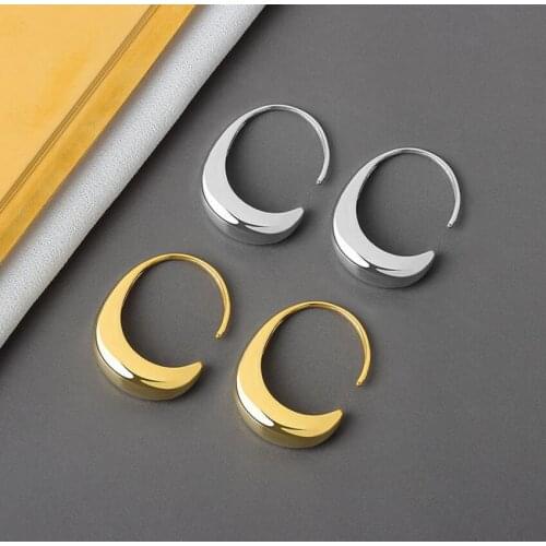 Silver Color Irregular Geometric Stud Earrings for Women French Trendy Gold Plated C Shape Earring Bride Jewelry Prevent Allergy