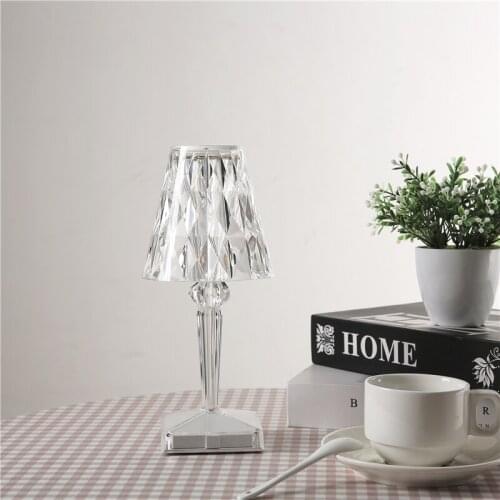 Modern Simple Delicate Acrylic Night Light USB Rechargeable Touch Desk Lamps Bed Room Decoration LED Diamond Shape Table Lights