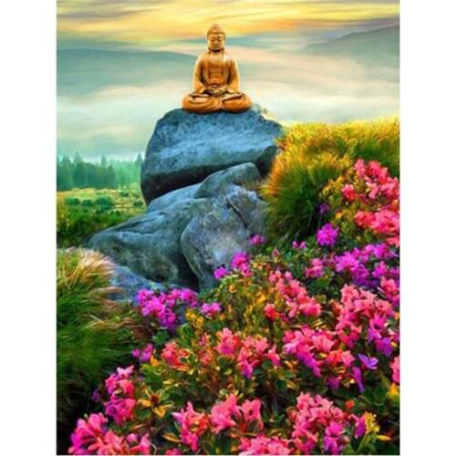 Buddha Printed Fabric 11CT Cross-Stitch Complete Kit DIY Embroidery DMC Threads Craft Handmade Knitting Needlework Needle