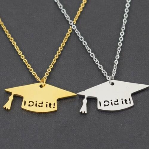Graduation Jewelry I Did It Hat Pendant Gold Graduation Choker Necklace Best Friends Graduation Gift Collier Femme Bijoux BFF