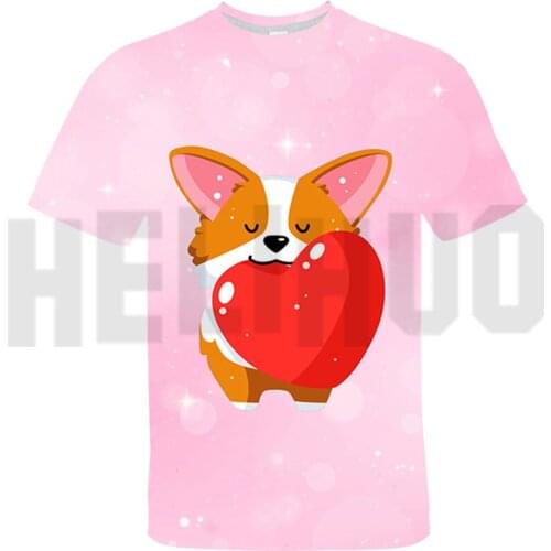 Top Tee Welsh Corgi Pembroke T-shirt Children 3D Cute Anime Dogs Cartoon Oversized Tshirt Kids Pet T Shirts Teenager Streetwear