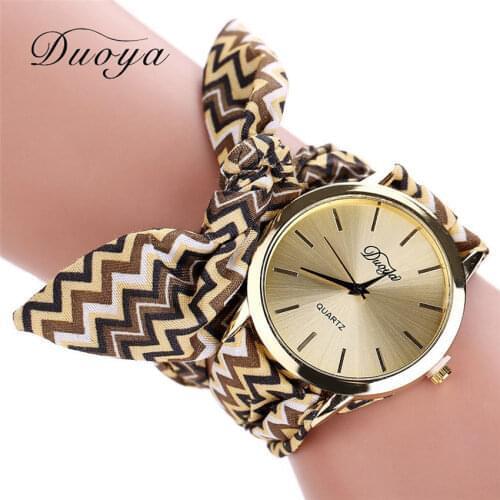 New Fashion Women Watches Stripe Floral Cloth Quartz Dial Bracelet Wristwatch Watches relogio feminino Clock Dropshipping Fi