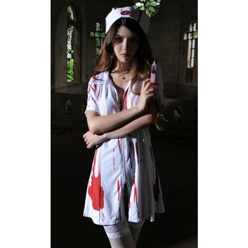 Bloody Nurse Doctor Uniform Dress Costumes For Women Halloween Scary Costumes Game Roleplay Clothes
