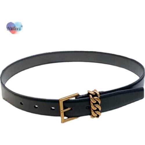 Nuleez Brand Belt Women Pure Copper Buckle Genuine Cowhide Skin Luxury High-End Vintage Accessories for Jeans and Dress Ladies