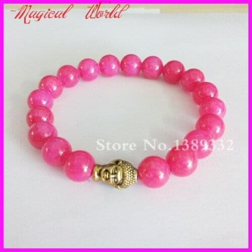 1Pc Hot Sale Pinkbeads Bracelet Chakra Semi Precious Bracelet Buddha Bracelet Yoga Meditation Mala Bracelet