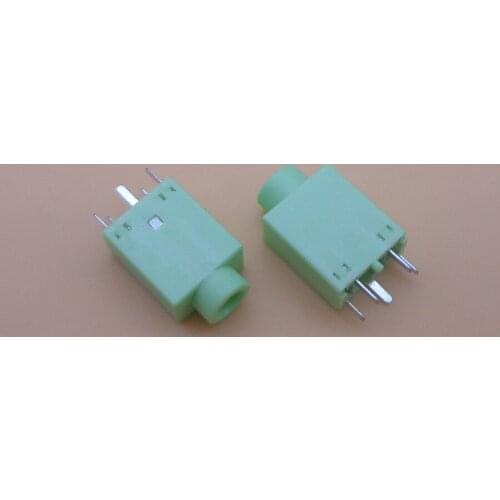10-1000pcs/lot 3.5mm Female Audio Connector 5 Pin DIP Headphone Jack Socket Green earhone jack audio interface 5Pin DIP