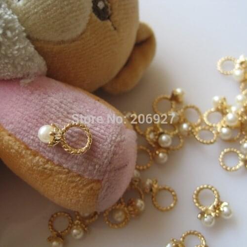 MD-573 10pcs Fancy Pearl Gold Ring Deco Metal Charms Metal Deco Charms Nail Art