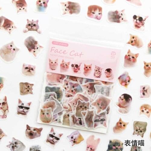 100 Pcs/Bag Lovely Face Cat delicious Food Label Paper Sticker Package DIY Diary Journal Decoration Sticker Album Scrapbooking