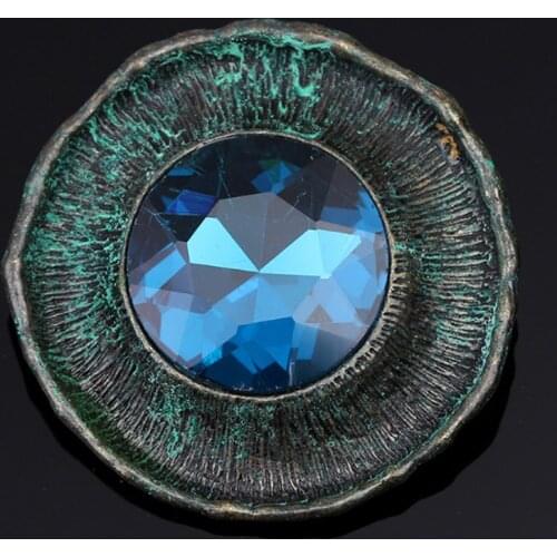 12pcs/lot Wholesale Blue Rhinestone Crystal Brooch pins For Men Jewelry vintage Statement Punk Hijab Accessories