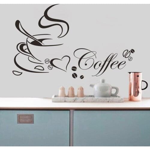2018 New high quality Kitchen Decor letter Coffee Cup Home Decals Art Wall Sticker home decoration accessories 65*40cm
