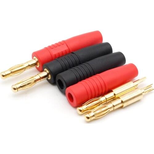 4pcs New 4mm Plugs Gold Plated Musical Speaker Cable Wire Pin Banana Plug Connectors