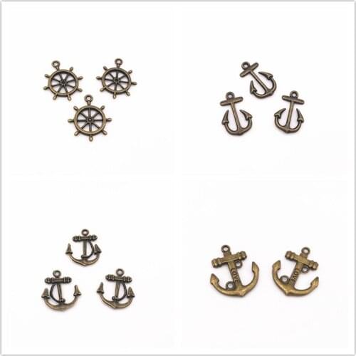 4 Style Bronze Colour Vintage Fashion Various Boat Anchor Unisex Cool Pendant DIY Necklace Handmade Accessorie Birthday Gift