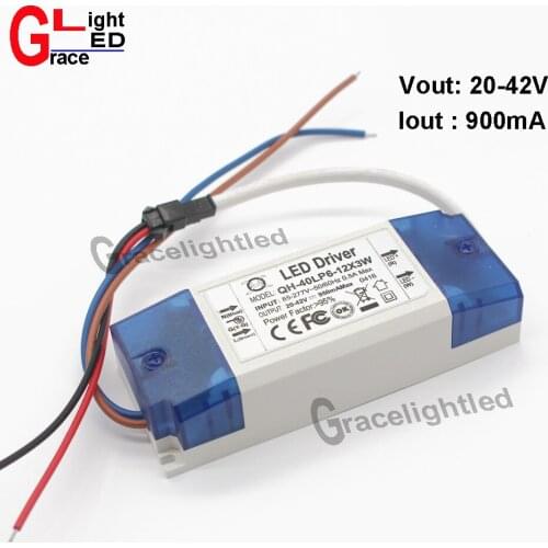 5pcs AC 85-265V input 40W 6-12x3W 20-42V 900mA Constant LED Driver Convertor Transformer for 30W High power led chip