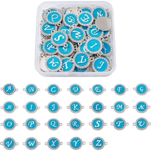 52Pcs/box 26 Letters Alloy Enamel Links Connectors Crystal Rhinestones Components for Jewelry Making Necklaces Bracelet Findings