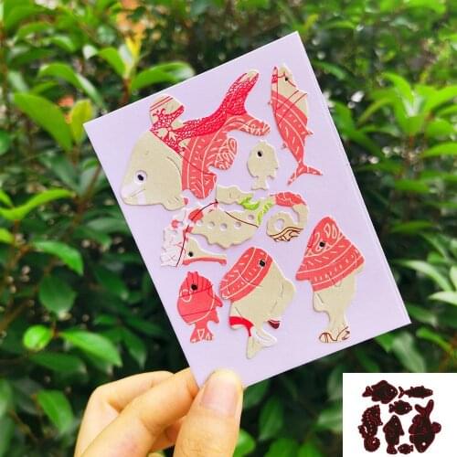 7Pcs Fishes Cutting Die Metal Stencil DIY Scrapbooking Paper Cards Making Embossing Folder Template New Craft Dies Cut 2021
