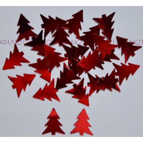 800pcs 14*16mm Red Christmas Tree Without Hole Loose Sequins Sewing,Wedding Confetti Craft,Kids DIY Garment Accessory