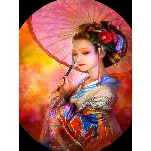 Full Square/Round Drill 5D DIY Diamond Painting "Japanese Woman" 3D Rhinestone Embroidery Cross Stitch 5D Home Decor Gift
