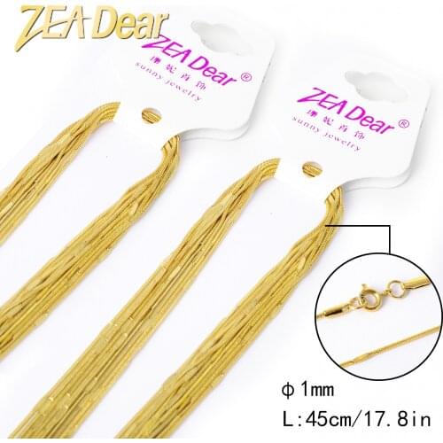 ZEADear Jewelry 10pcs 45cm Gold Stainless Steel Necklaces Link Chain In Bulk for Women Man Classic Trendy For Daily Wear Gift
