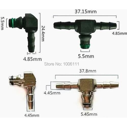FOR BOSCH 110 Return Oil Backflow T And L Type Diesel CR Parts Fuel Injector Plastic 3 Two-way Joint 5PCS