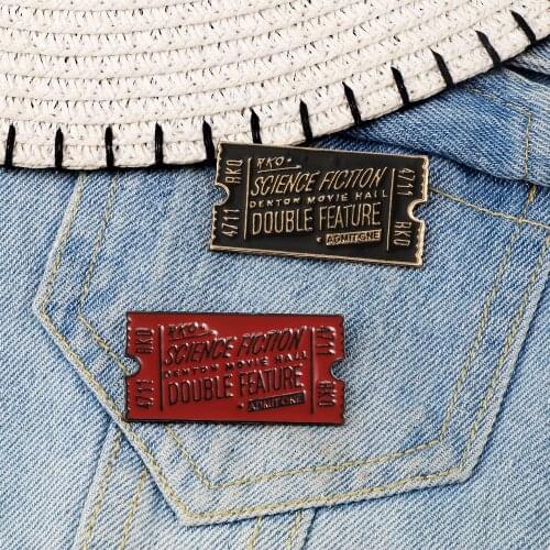Red Black Movie Ticket Enamel Badge Brooch Rocky Horror Lapel Pin Denim Jackets Collar Science Fiction Movie Punk Jewelry Gift