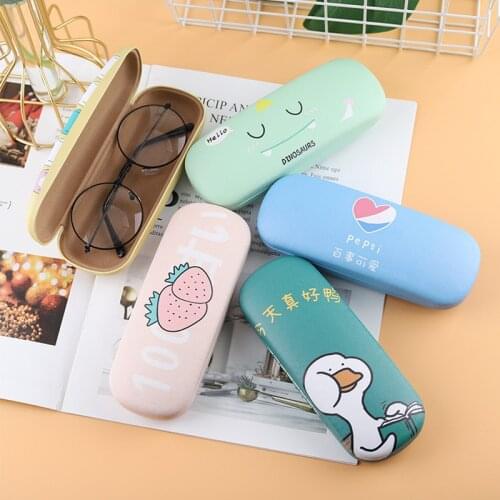 Cute Cartoon Painting Glasses Case Box Women PC Leather Reading Glasses Case Men Fashion Portable Eyewear Protector Cover