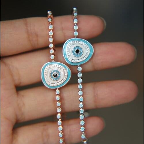 Hot fashion sparking micro pave setting AAA multicolour stones turkish style evil eye tennis bracelet stunning jewelry for women