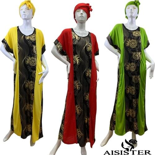 Cotton Muslim Dresses Womens Kaftan Abaya Boubou Africa Femme Maxi Casual Wear Dubai Bronzing cloth New Trendy Prayer Robe H144