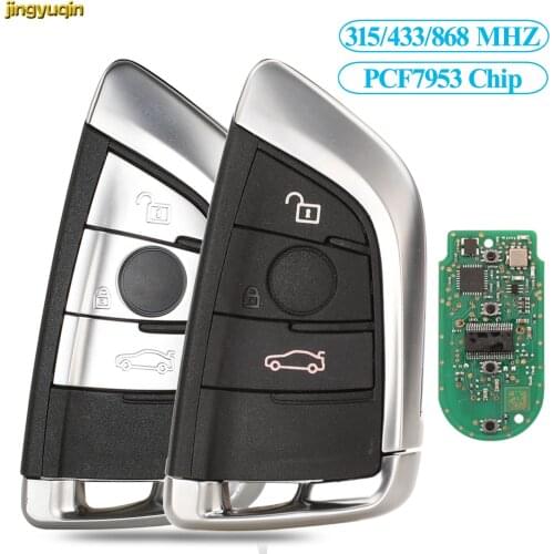 Jingyuqin Remote Smart Car Key 315/433/868MHZ PCF7953 For BMW F CAS4 5 7 Series X5 X6 2014 2015 2016 3/4Button Keyless Entry Fob