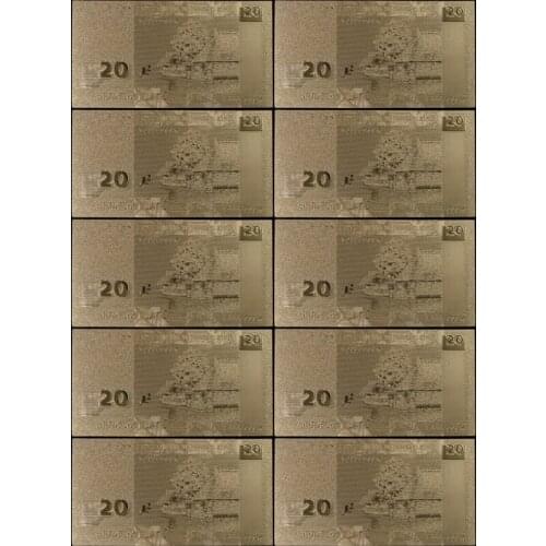 Collection Gift Normal Gold Banknotes Latvia 20 Lat Golden Banknote 10pcs/lot