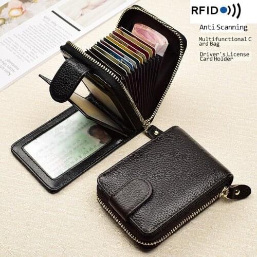 Men Wallets Mans Card Genuine Leather Clutch Wallets Purses Drivers License Cover Zipper Organ Womens Wallet Card Wallet