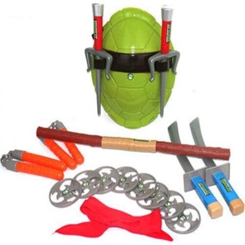 Ninja Tortoise COS Dressed Weapon Suit Turtle Shell Eye Mask Cosplay Set Child Ninja Turtle Model Toy