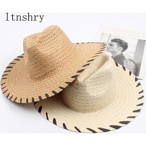 Summer sun Cap Sunscreen Sunshade Pull Phenanthrene Straw Hat The Wide Brim Sir Woman Hat Seaside Sandy Beach Hat outdoor