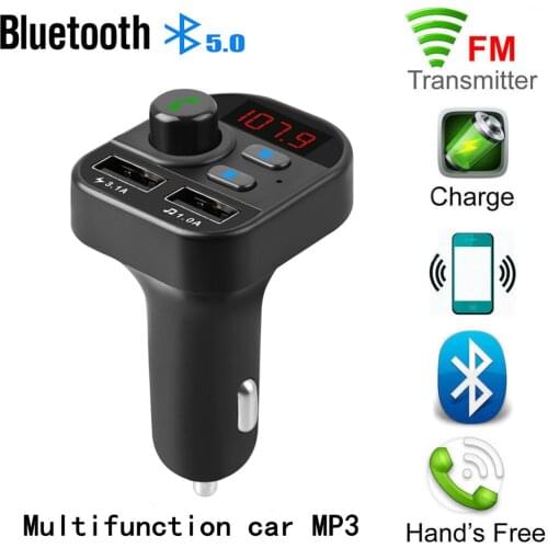 Multifunctional In Car Bluetooth FM Transmitter Radio MP3 Wireless Adapter Car Kit USB Charger 2 Noise Cancelling Technology