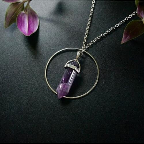 Fashion crystal necklace with ring, crystal pendant, gemstone Natural stone jewelry for women gifts