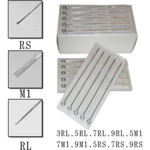 New 50pcs Assorted Sterilized Tattoo Needles Mixed 10 Sizes 3RL 5RL 7RL 9RL 5RS 7RS 9RS 5M1 7M1 9M1 Free Shipping