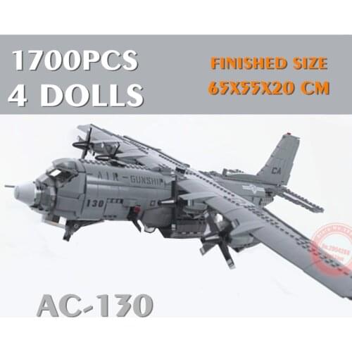 NEW 1700PCS Military Toys AC-130 War A10 Attack Fighter Airforce Plane SWAT Figures Idea Building Block Bricks Model Kid Gift