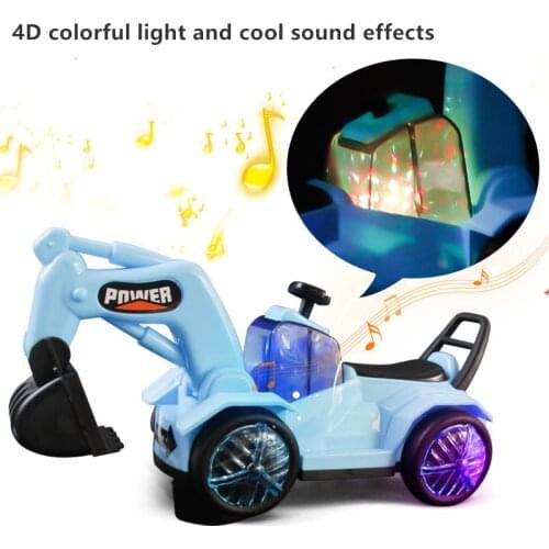 New Childrens Excavator Simulation Toy Electric Music Light Universal Wheel Engineering Vehicle Puzzle Fun Gift