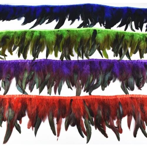 Wholesale 2yard/lot High Quality Rooster Feather Trims Fringe Diy Pheasant Pluma for Needlework Skirt Feathers for Crafts Partys