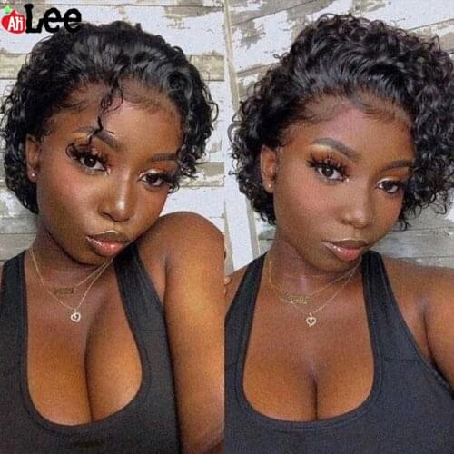 Alilee Pixie Cut Wig Human Hair Wigs Short Curly Wigs Bob Wig Brazilian Lace Front Human Hair Wigs 13x2 Lace Front Wig Remy Hair