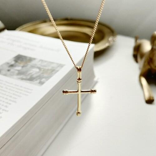 WTLTC Real 925 Sterling Sliver Cross Pendant Necklaces Femme Haning Charm Chokers Minimalist Religion Christian Jewelry Custom