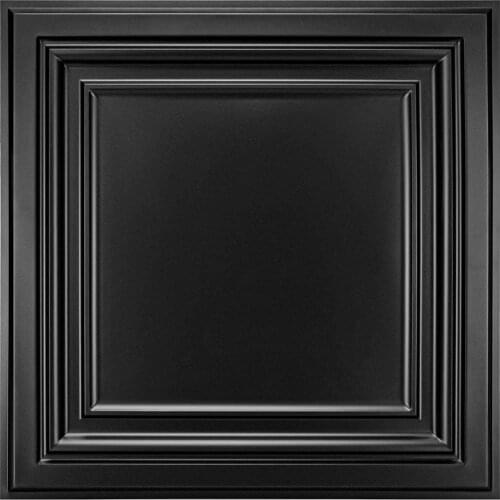12PCS PVC 3D Ceiling Tiles Wall Panels Decorative Water Proof Moisture-proof Plastic Sheet in Black (60x60cm)