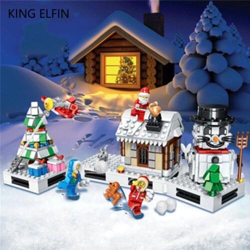 Christmas snowhouse building block Book Christmas tree santa claus crystal box bricks model childrens creative DIY toys gift