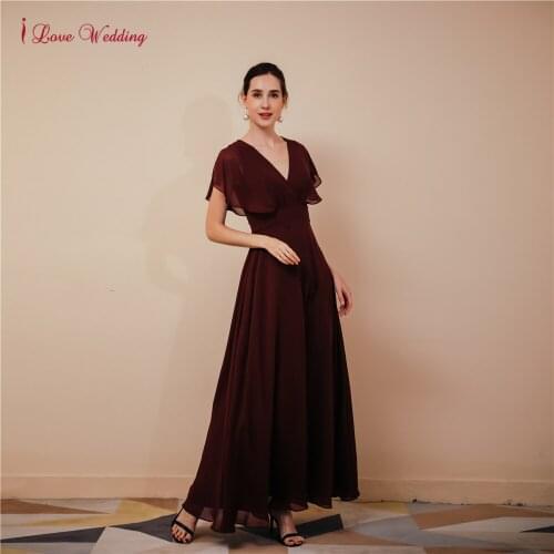 Mother of The Bride Dresses 2021 Chiffon V Neck Short Sleeves Bridesmaid Wedding Party Gown robe de soirée de mariage