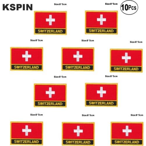 Switzerland Flag Embroidery Patches Iron on Saw on Transfer patches Sewing Applications for Clothes in Home&Garden